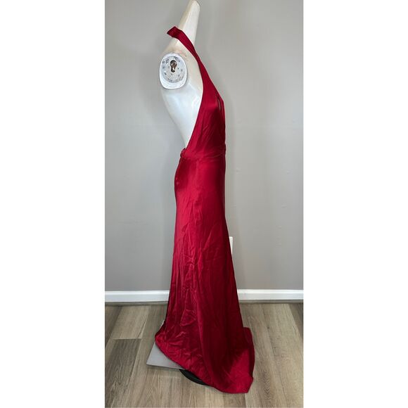 The Bar Grayson Rosette Halter Gown Chianti Size 8 $568 - Picture 8 of 10